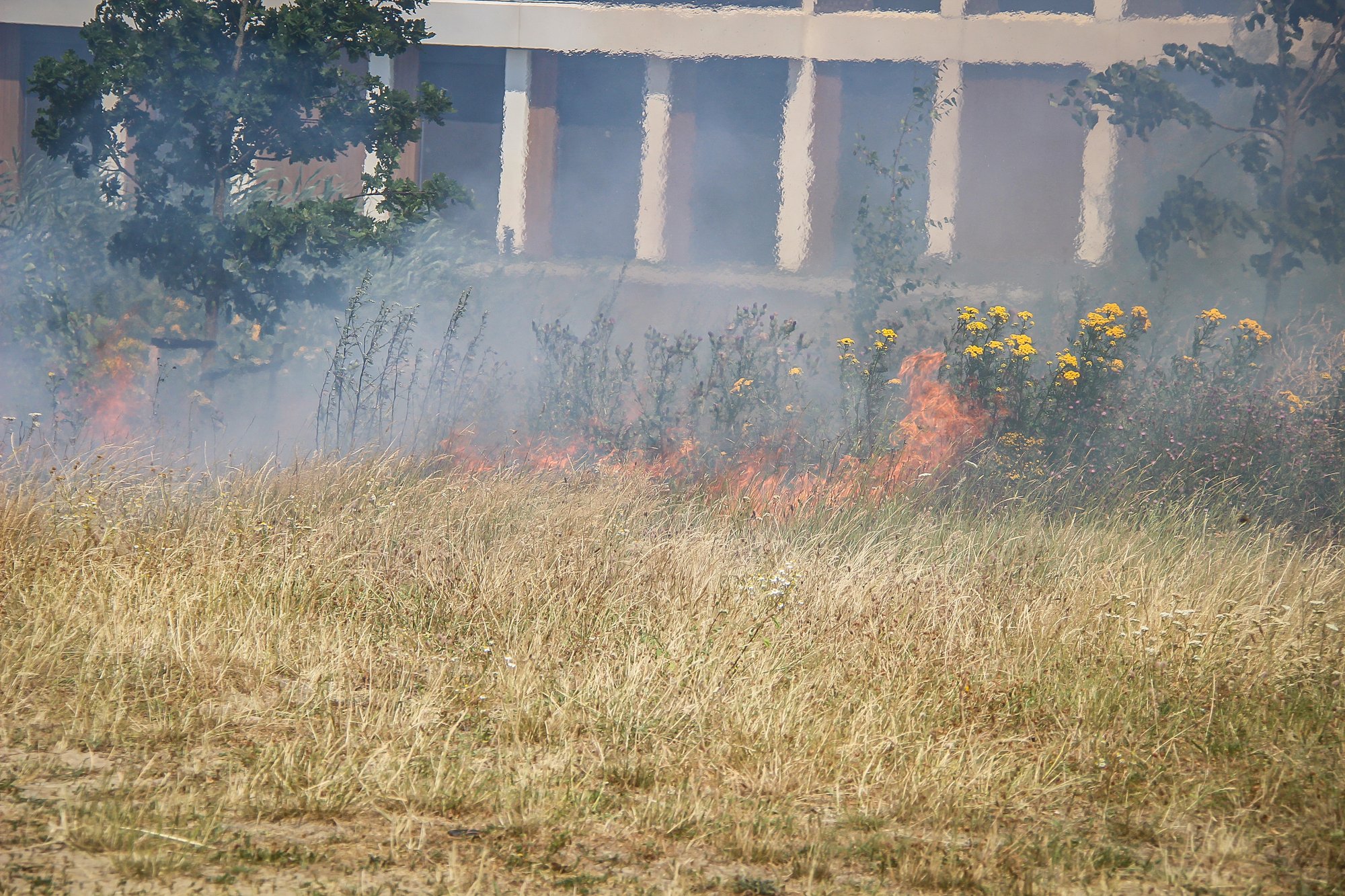 Stuk akker in brand, brandweer schaalt op naar middelbrand