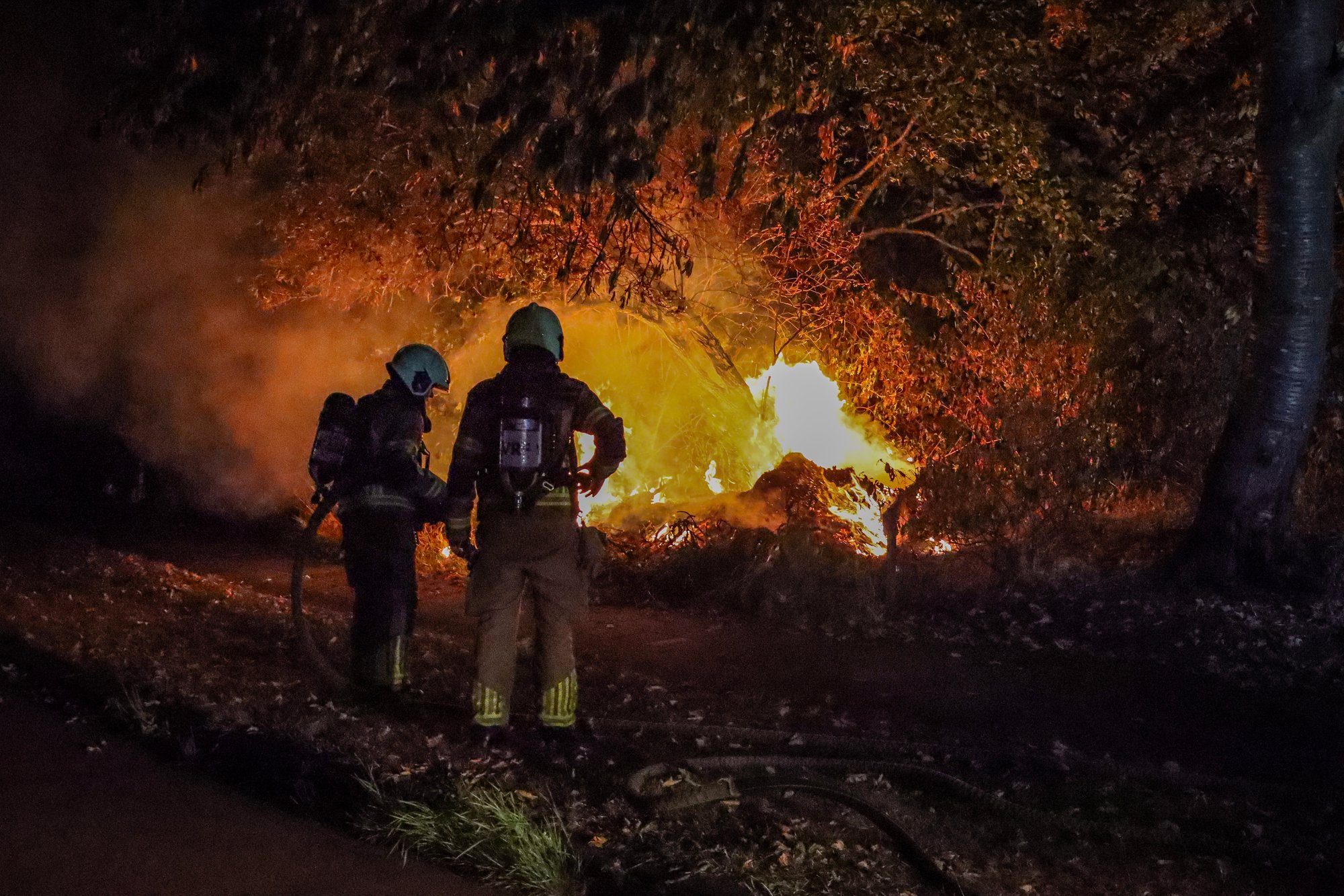 Brand in begroeiing bij Eebrug in Leeuwarden