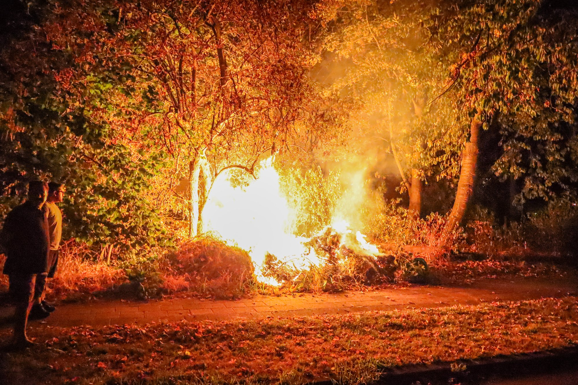 Brand in begroeiing bij Eebrug in Leeuwarden