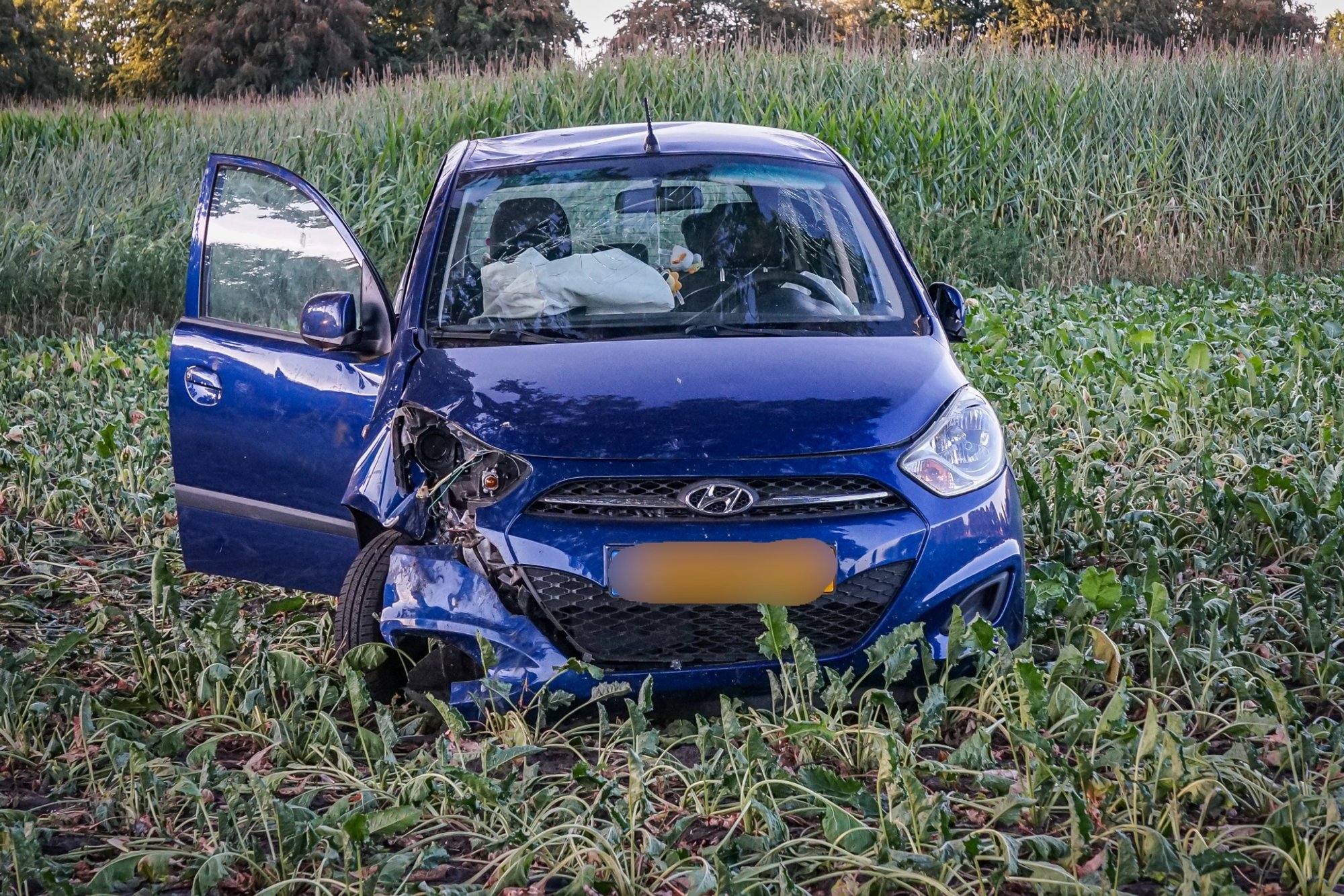 Voertuig belandt in weiland na ongeval in Veenoord